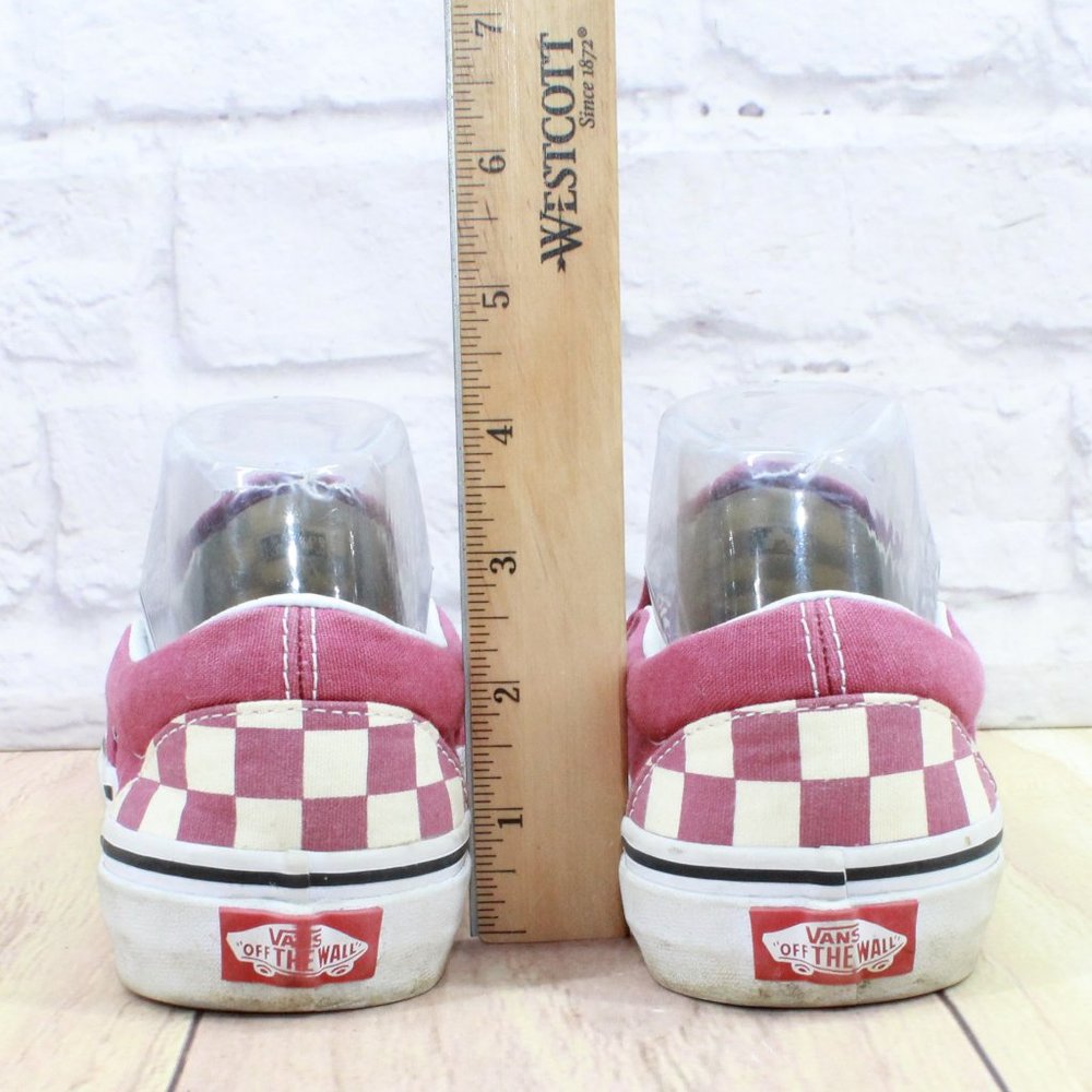 Vans Off the Wall Red Cream Checkerboard Slip On Sneaker Shoes Size L 7 M 5.5 - Picture 6 of 9